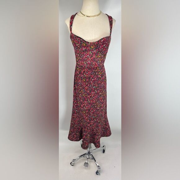 Anthropologie Hutch Dress Ditsy Floral Sweetheart Midi Flounce Hem XL Romantic - Picture 2 of 16